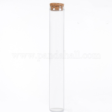 ミニ高ホウケイ酸ガラス ボトル ビーズ容器  ウィッシングボトル  コルク栓付き  コラム  透明  20x3cm  容量：110ml（3.72fl.oz） BOTT-PW0001-262J-1