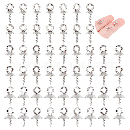 UNICRAFTALE 90pcs 3 Sizes Pendants Bail Stainless Steel Cup Pearl Screw Eye Pin Pearl Bails Pearl Screw Bails 4~6mm Cup Eye Pin for Half-drilled Beads Bracelets Necklace Jewelry Making STAS-UN0040-24-1