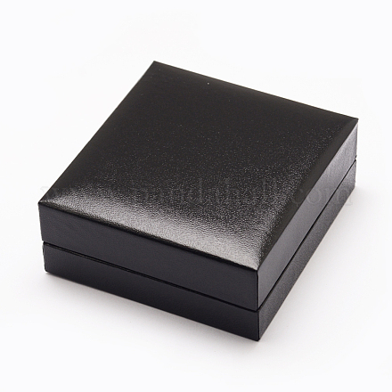 プラスチックおよび厚紙のブレスレットボックス  内部のスポンジ  長方形  ブラック  91.5x86x35mm OBOX-L002-11-1