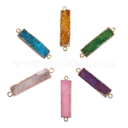 6 pièces 6 couleurs connecteurs de liens d'agate druzy naturelle galvanisés sgG-SZ0001-17-1