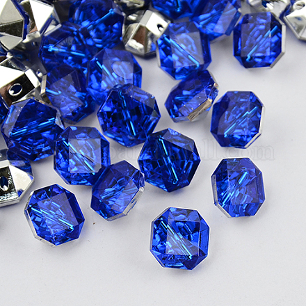 2-Hoyo botones de octágono de acrílico Diamante de imitación de Taiwán BUTT-F016-21mm-04-1