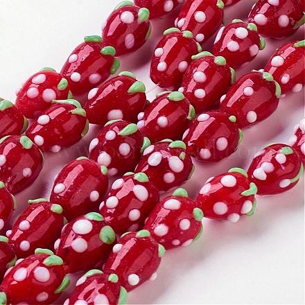 Perles vernissées de fraise 3D ;qnuelles LAMP-R109A-15-1