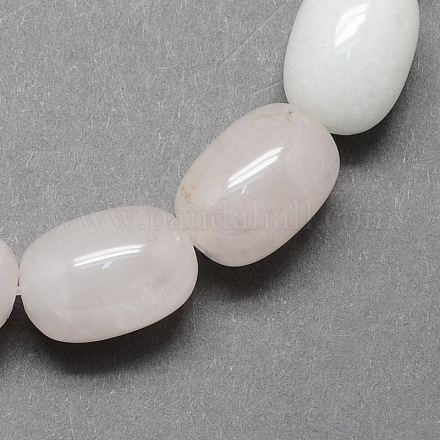 Barril en forma de piedras preciosas naturales de piedra de cuarzo rosa hebras de abalorios G-S114-13-1