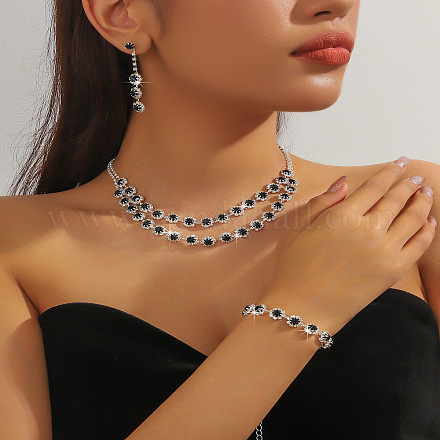 Двухслойные ожерелья из сплава цветов со стразами FS-WG0F210-02-1