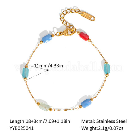 Браслеты из нержавеющей стали и стекла с прямоугольными звеньями для женщин HD8734-3-1