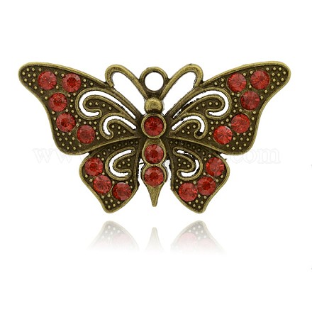 Antique Bronze Plated Butterfly Alloy Rhinestone Big Pendants RB-J234-21AB-NF-1