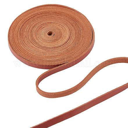 GORGECRAFT 5.5Yds 8mm Flat Genuine Leather Cord Natural Leather String Lace Strips Full Grain Cowhide Braiding String Roll for Jewelry Making DIY Craft Braided Bracelets Belts Keychains(Brown) WL-GF0001-07A-01-1