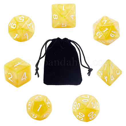 GORGECRAFT 7 Piece Polyhedral DND Dice Set with Pouch for D&D RPG Dungeon and Dragons Table Board Roll Playing Games (Gold) SACR-GF0001-02F-1
