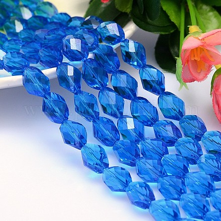 Chapelets de perles de cristal autrichien imitation polyèdre à facettes G-M190-13x10mm-25A-1