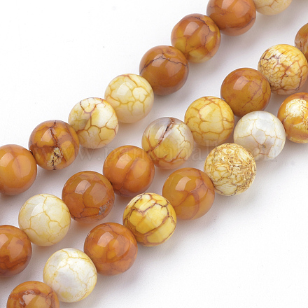 Chapelets de perle en agate naturelle patinée G-S249-08-8mm-1