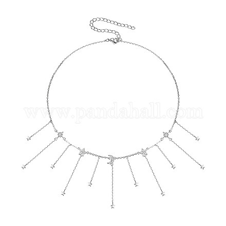 925 серебряное ожерелье-чокер с микропаве из прозрачных кубических цирконий в форме звезды и луны для женщин DQ0879-1-1