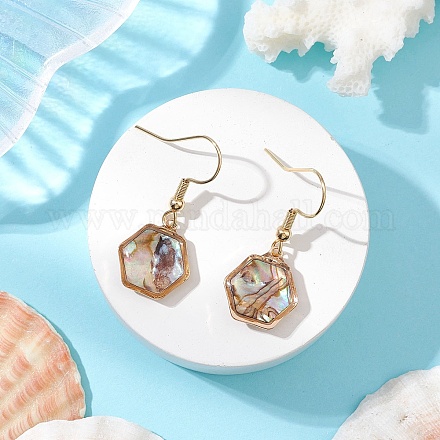 Естественно Paua оболочки болтающийся серьги EJEW-JE06274-01-1