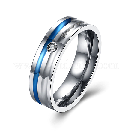 Valentine's Day Titanium Steel Cubic Zirconia Finger Ring RJEW-BB18930-10-1
