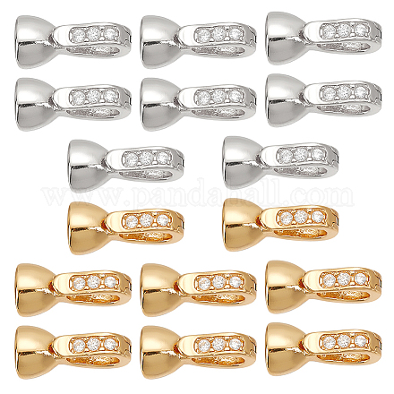 DICOSMETIC 16Pcs 2 Colors Golden Fold Over Clasps Necklace Extension Clasp Brass Fold Over Clasp Micro Pave Clear Cubic Zirconia Clasp Chain Connector Findings for Jewelry DIY Making KK-DC0001-66-1