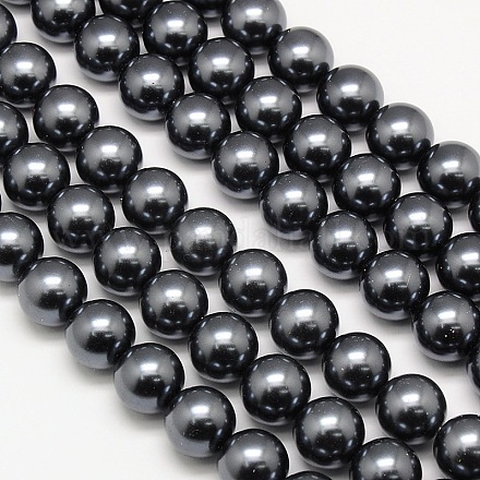 Hebras de cuentas redondas de perlas de vidrio teñidas ecológicas X-HY-A002-10mm-RB030-1