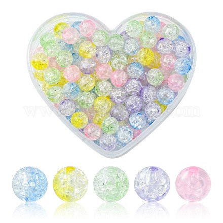 100 pièces 5 couleurs perles acryliques craquelées transparentes CACR-FS0001-02-1
