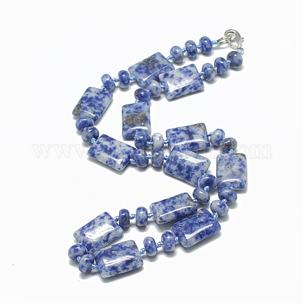 Natürliche blaue Punktjaspis-Perlenhalsketten NJEW-S395-03-1