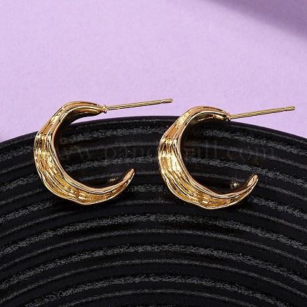 Латунные серьги-гвоздики в форме буквы С EJEW-A143-05G-1