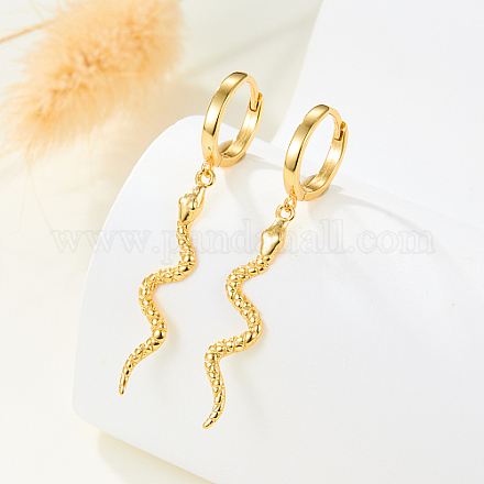 925 Sterling Silver Snake Dangle Hoop Earrings NB5630-1-1