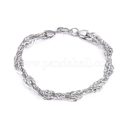 Bracelets avec chaîne de corde en 304 acier inoxydable BJEW-G631-09P-1
