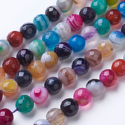 Chapelets de perles en agate à rayures naturelles/agates à bandes G-G753-09-8mm-1