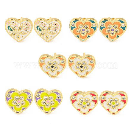 Серьги-гвоздики из латуни с покрытием из настоящего золота 18 карат EJEW-L269-068G-1