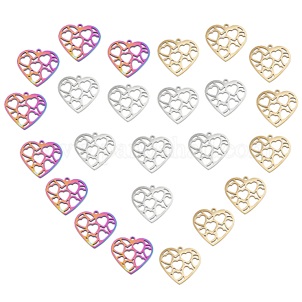 DICOSMETIC 24Pcs 4 Styles Love Heart Charms Alloy Enamel Pendants