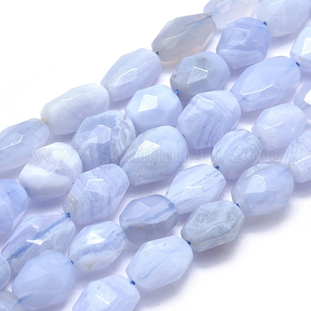 Chapelets de perles en agate avec dentelle bleue naturelle G-O170-29-1