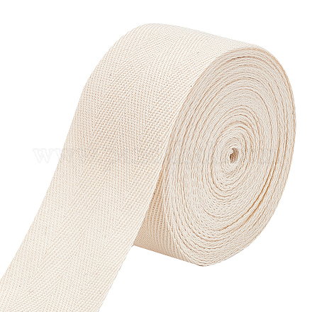 BENECREAT 10.94 Yards Beige Herringbone Cotton Twill Tape Ribbon OCOR-BC0005-34-1
