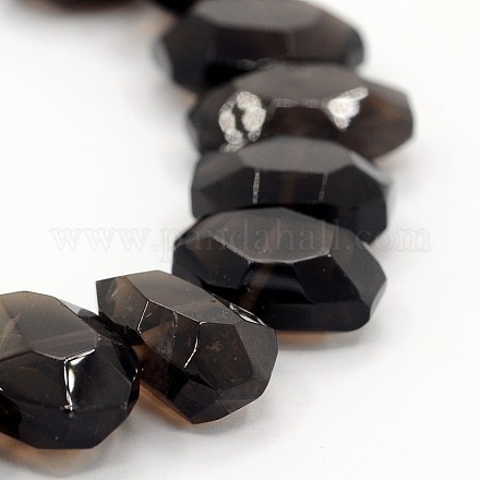Teints chapelets de perles de quartz fumé naturelle G-J282-02-1