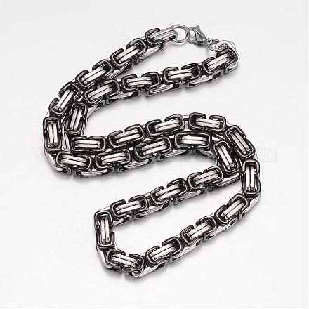 Collares de cadena bizantinos de 201 acero inoxidable NJEW-K062-01C3-7mm-1