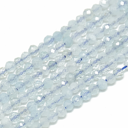 Chapelets de perles en aigue-marine naturelle X-G-S300-31-2mm-1