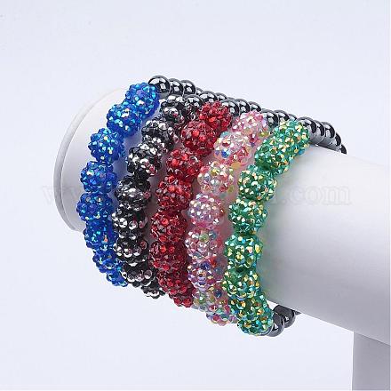 Chunky Resin Rhinestone Beads Stretch Bracelets BJEW-JB02851-1