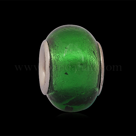 Rondelle ручная серебряная фольга стеклянные европейские большие шарики отверстия FOIL-I016-07-1