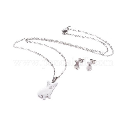 304 set di gioielli per cuccioli in acciaio inossidabile SJEW-F208-04P-1
