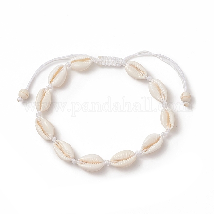Cavigliere con perline intrecciate in conchiglia di ciprea naturale AJEW-AN00516-01-1