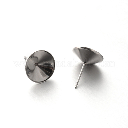 304 Stainless Steel Stud Earring Settings for Pointed Back Xilion Rivoli Rhinestone STAS-E088-16-1