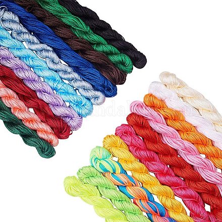 PandaHall 20 Colors 1mm Chinese Knotting Cord Nylon Macrame Thread Cord Beading String NWIR-PH0001-15-1mm-1