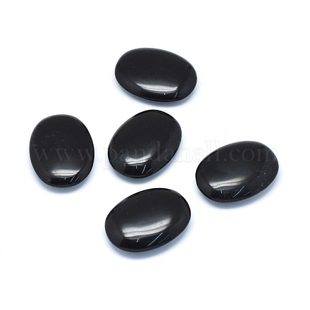 Natürlicher ovaler Obsidian-Palmenstein G-P415-53-1
