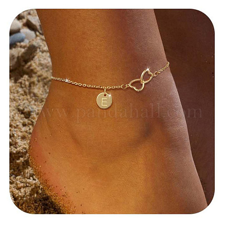 Латунные двойные сердечки плоские круглые инициалы браслеты на ногу для женщин FS-WGA84B7-08-1