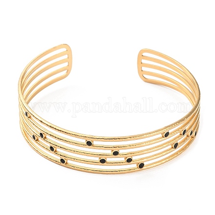 304 bracelet manchette multi-lignes en acier inoxydable avec émail BJEW-F457-30G-1