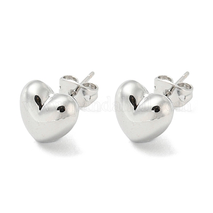 Boucles d'oreilles en laiton plaqué coeur EJEW-F331-27P-1