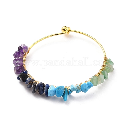 Natural & Synthetic Mixed Stone Chips Beads Bangles BJEW-JB05651-01-1