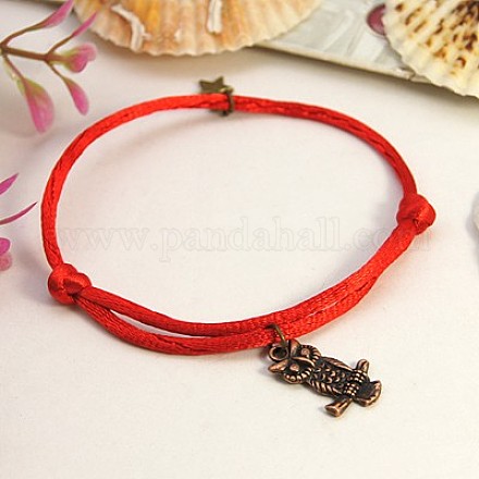 Fashion Tibetan Style Owl Charm Bracelets BJEW-JB00716-03-1