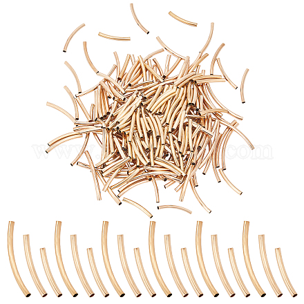 SUPERFINDINGS 240pcs 3 Style Brass Smooth Tube Beads Curved Tube Beads Light Gold 25~40mm Long Curved Noodle Tube Spacer Beads for DIY Jewelry Making KK-FH0003-28-1