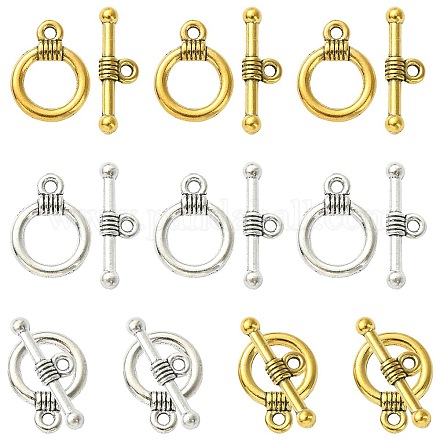20Pcs 2 Colors Tibetan Style Alloy Toggle Clasps FIND-YW0004-22-1