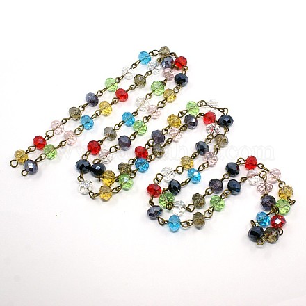 Handmade Glass Faceted Rondelle Beads Chains AJEW-PH00495-05-1