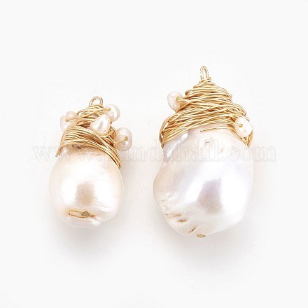 Colgantes naturales de perlas cultivadas de agua dulce PEAR-P059-P01-1