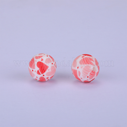 Круглые силиконовые бусины с принтом SI-JX0056A-96-1