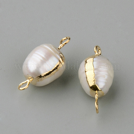 Conectores de eslabones de perlas naturales chapados PEAR-R065-29-1